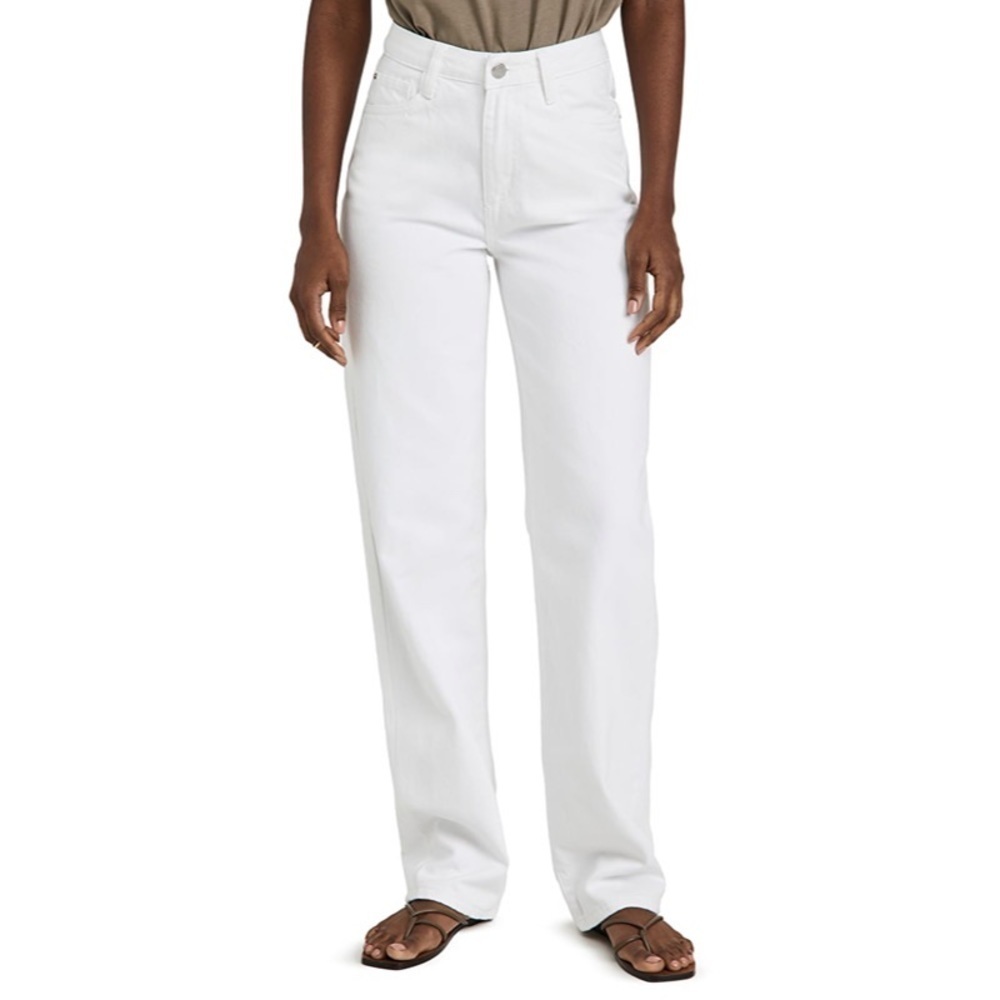 NEW WEWOREWHAT White Mid-Rise Straight Leg Jeans